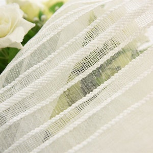 Cotton White twist Helical line stripes Embroidered on white lace Sheer Fabric by Yard,Bedroom Velvet embroidered curtain panels custom