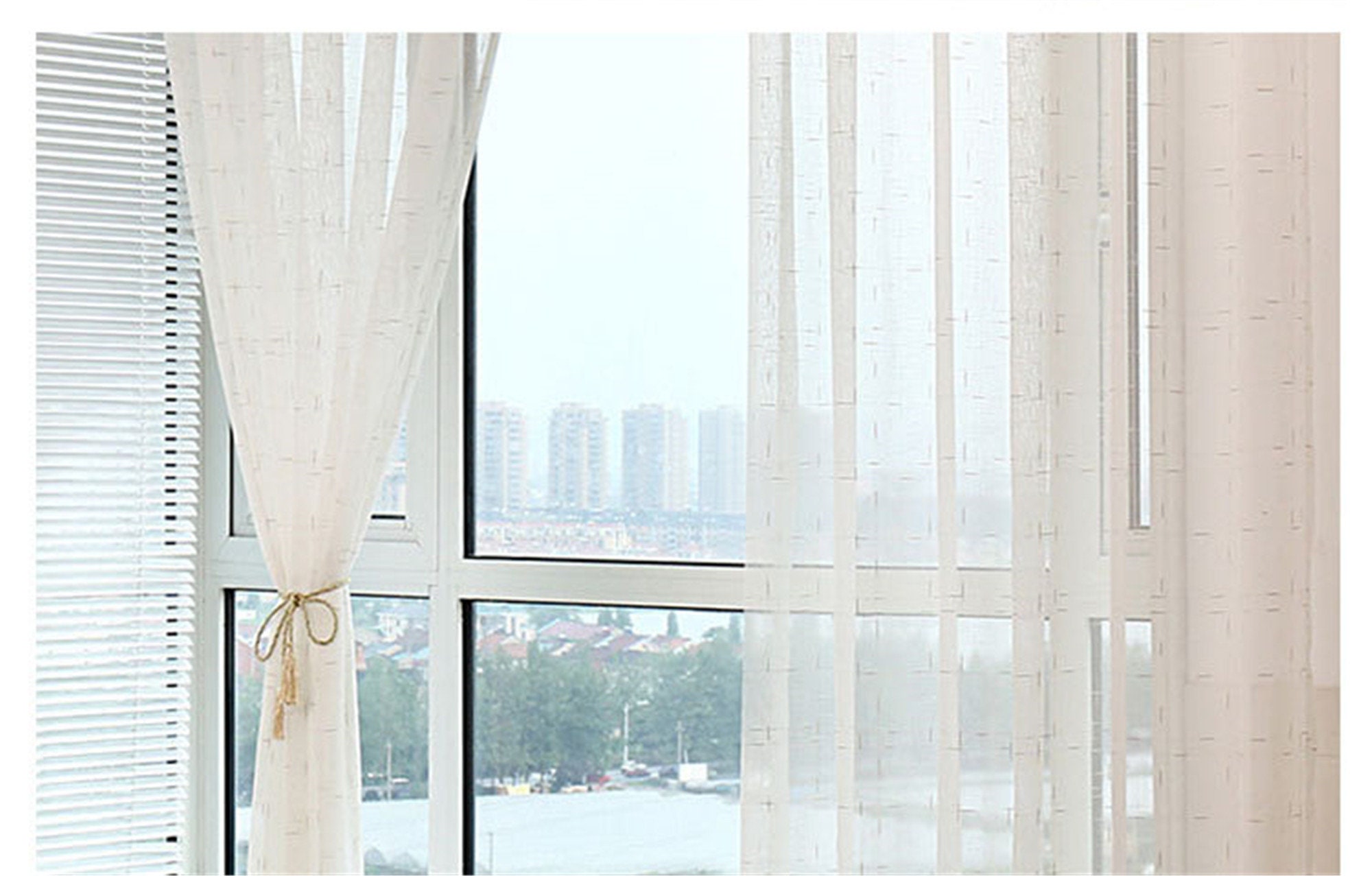 Solid White Linen Sheer Curtain Fabric with Silver Thread By Etsy