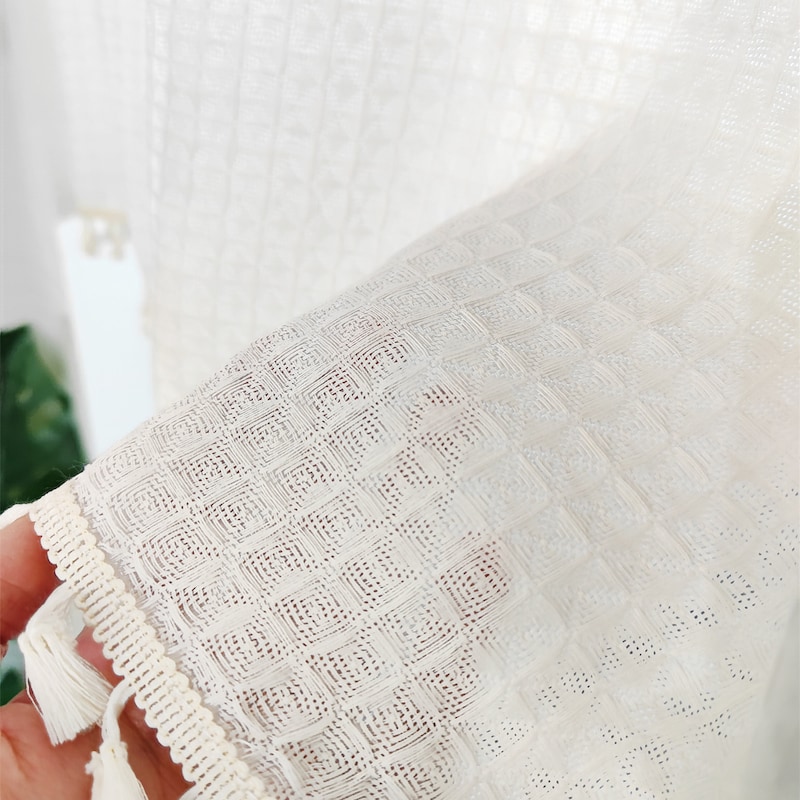 White Patterned Kitchen Cafe Curtain Set main image 1