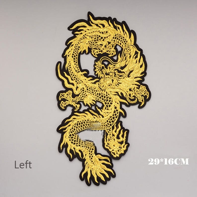 1 pair golden dragon jessecmault patchdragon embroidered  etsy