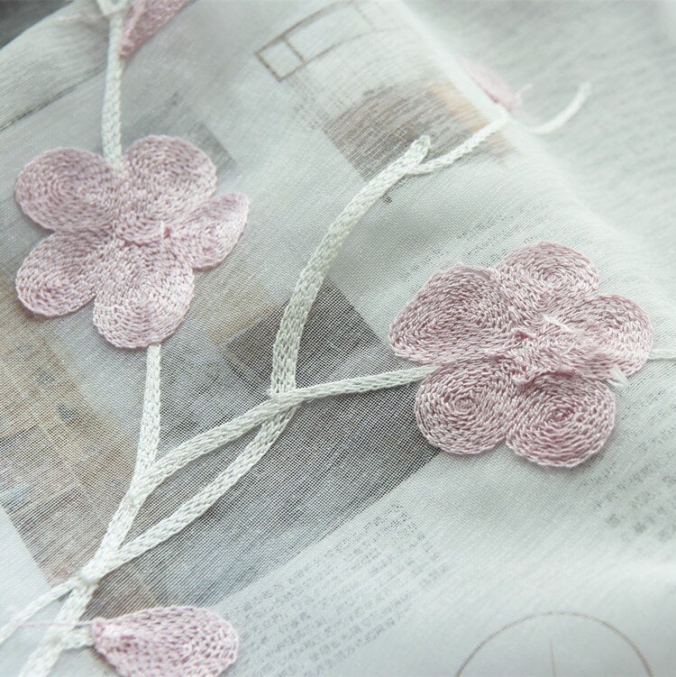 Pink Peach Blossom White Branches Embroidered on White Lace - Etsy