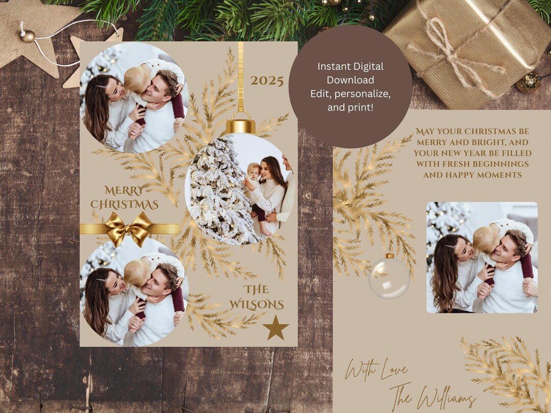 Editable Christmas Photo Card Template | 5x7 Canva Card (instant ...