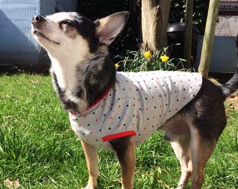 polkadot t-shirt for dogs, small dog t-shirt, dog tshirt, small dog clothes,nautical,
