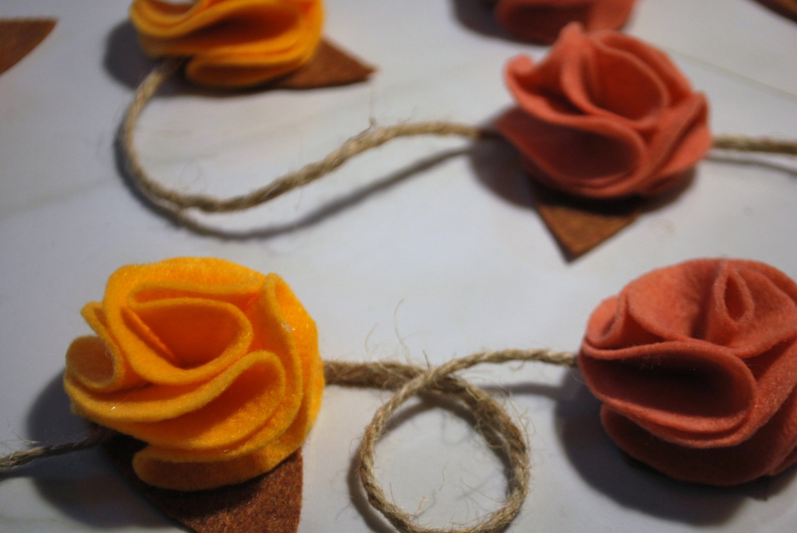 Yellow and Peach Felt Flower Garland Shabby Chic Decoration Etsy
