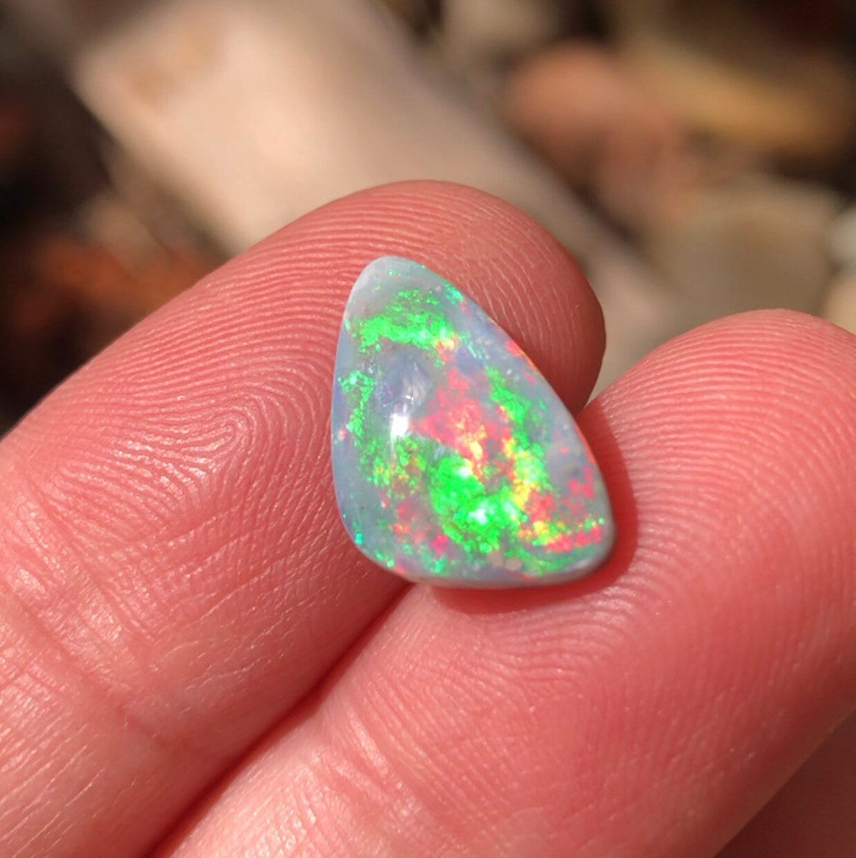 3.5cts Genuine Mintabie Opal, Australian Opal, Solid Opal, Black Opal, Opal Ring, Opal Jewelry, Engagement Ring, Custom Ring, Green Opal