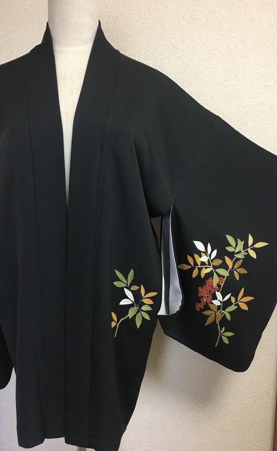 Chaqueta kimono de mujer de seda negra haori japonés motivos | Etsy México