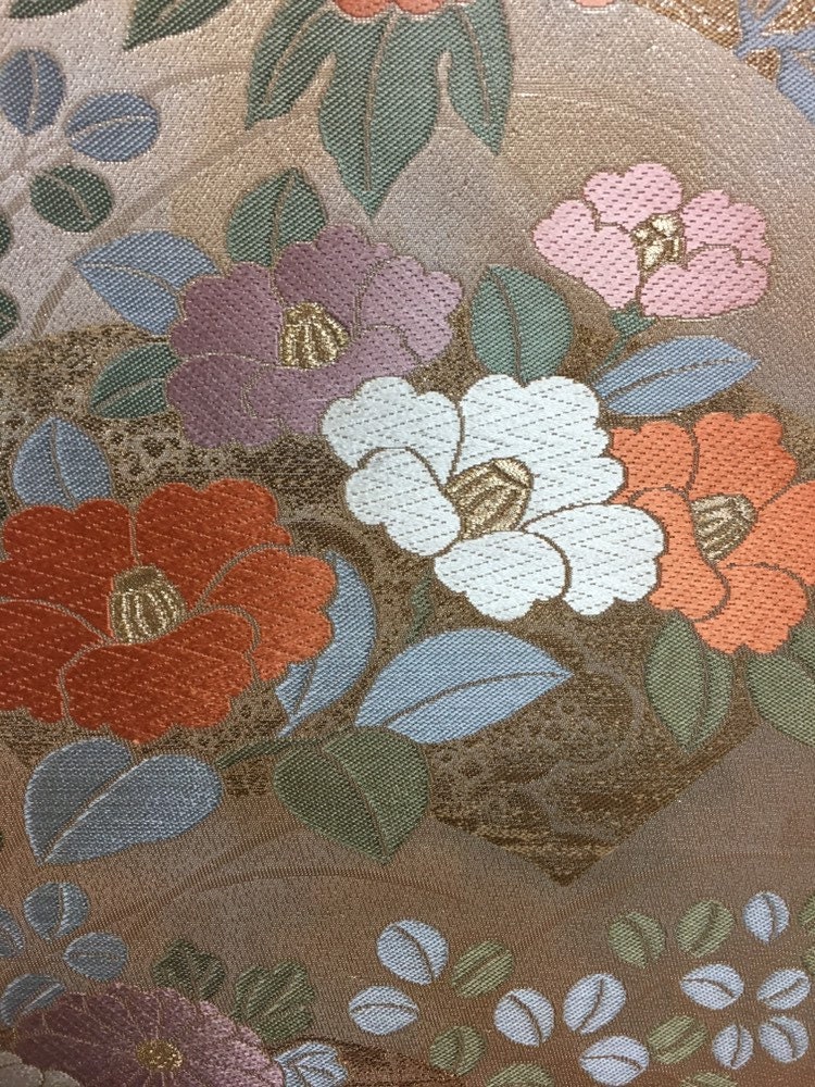 Shiny Golden Silk Fukuro Obi Kimono Belt Floral Motifs | Etsy