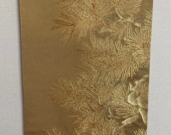 Gorgeous Golden Silk Obi Decor, Nature / Pine Tree Leaves, Art Collection