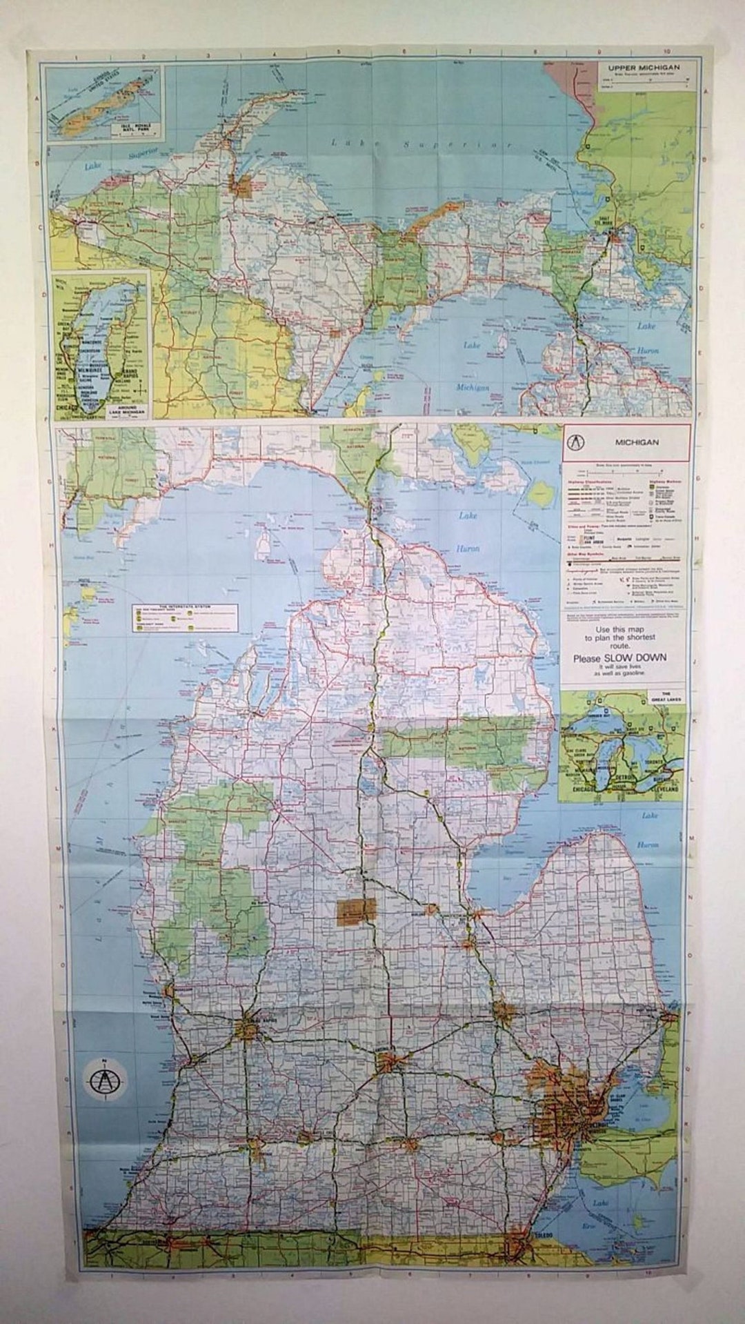1975 Rand Mcnally State of Michigan Map - Etsy