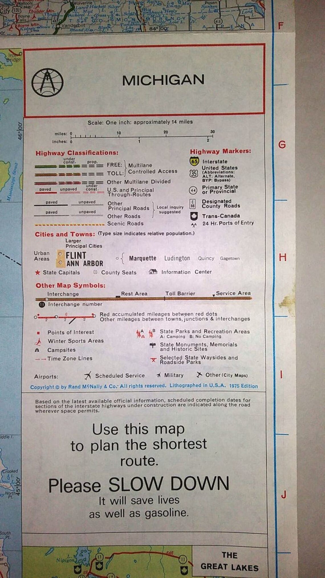 1975 Rand Mcnally State of Michigan Map - Etsy
