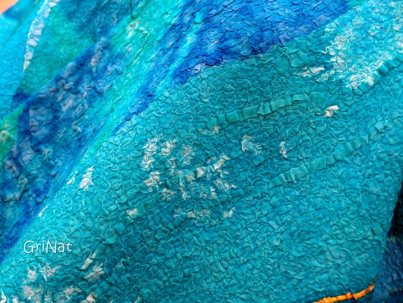Turquoise cocoon cardigan Women Felted jacket Wool waistcoat one of a kind vest medium size women vest women wool vest felted cape kimono