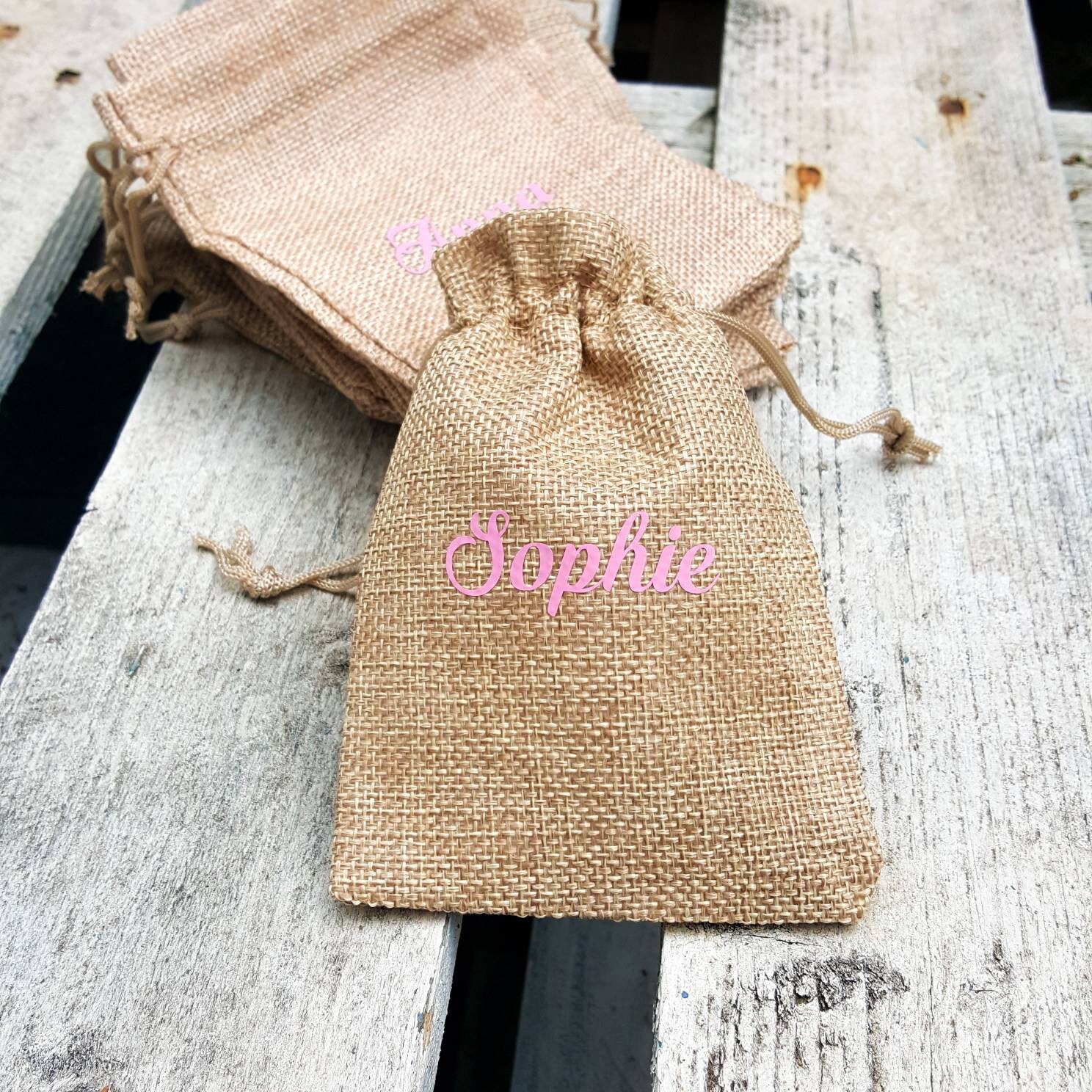 small hessian bolsas personalised