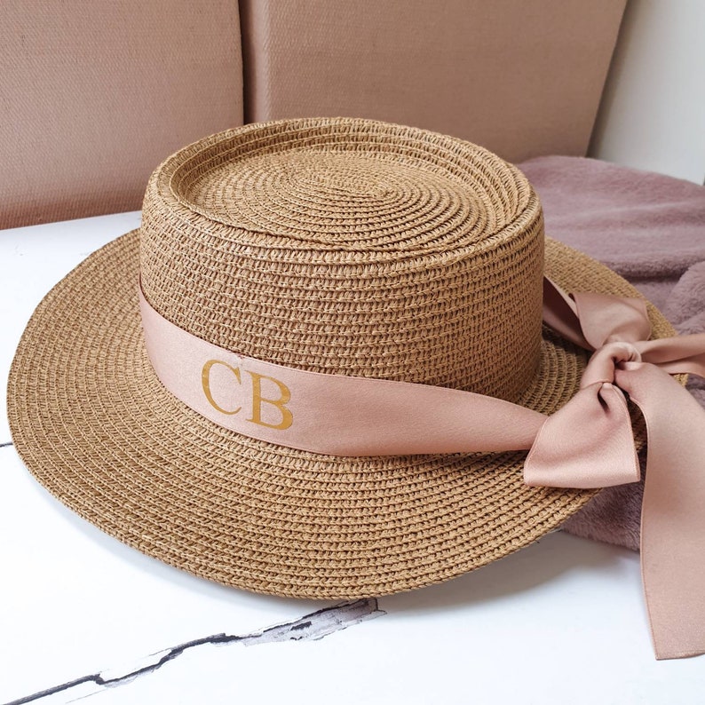 Personalised Fedora Hat, Straw hat, Panama hat, Monogram initials hat, Gift for her, Women's sun beach hat, birthday gift for her, daughter image 10