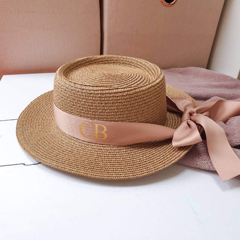 Personalised Fedora Hat, Straw hat, Panama hat, Monogram initials hat, Gift for her, Women's sun beach hat, birthday gift for her, daughter image 8