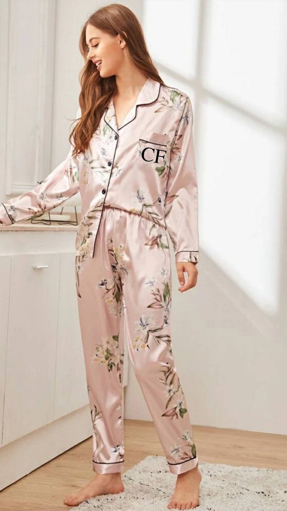 Personalised Satin Pyjamas, Pink Floral Print Pjs, Christmas Gift, Birthday  Gift for Her, Long Leg Sleepwear, Mum Gift, Womens Nightwear -  Canada