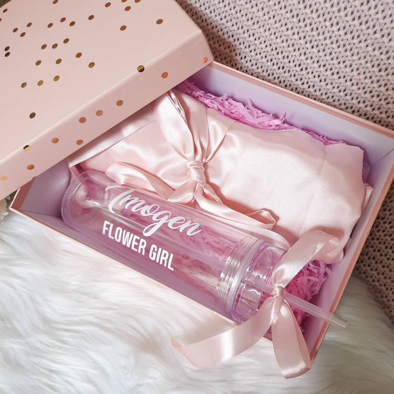 Personalised flower girl gift set flower girls robe pink Etsy