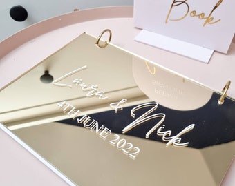 Personalised wedding guestbook, acrylic guestbook, luxury guestbook, mr & mrs guestbook, gold rose gold mirror white, a4 a5, wedding decor