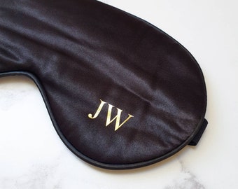 Personalised sleep mask, bridesmaid gift, eye mask gift, bridal party gift favours, luxury black gold sleepmask, initial monogram, birthday