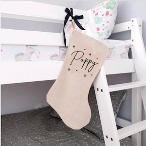 Personalised Christmas Stocking, Linen Christmas Stocking, Personalised Stocking, Christmas Family Decoration, scandi Xmas Stocking