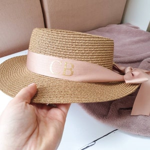 Personalised Fedora Hat, Straw hat, Panama hat, Monogram initials hat, Gift for her, Women's sun beach hat, birthday gift for her, daughter image 9