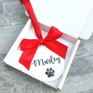 Personalised pet bauble, dog tree ornament, personsalised cat bauble, paw print bauble, pet christmas gift, pet name tree decoration image 7