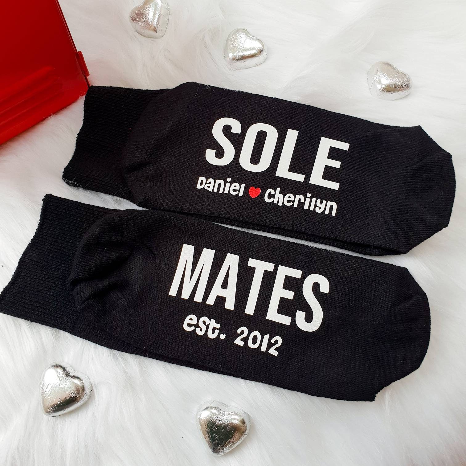 Image of Valentine's Socks, Personalised Sole Mate Couple Valentine Gift, Gift For Him, Custom Love Funny Valentines