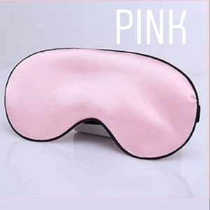 Personalised sleep mask, valentines gift, funny eye mask gift, honeymoon travel gift, luxury satin gold sleepmask, birthday gift, funny gift Pink