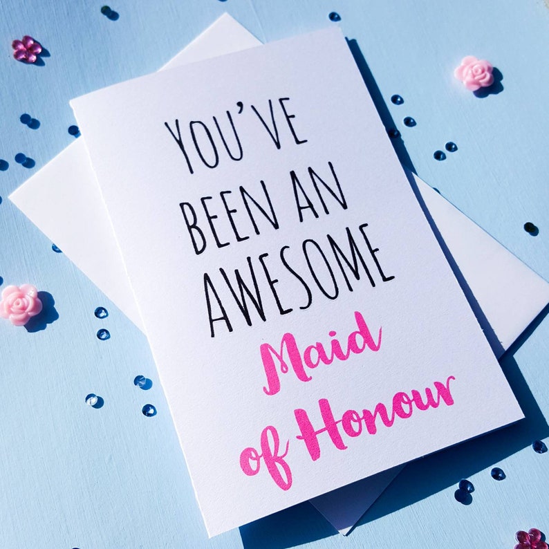 maid of honour thank you card bridal party gift thank you card bridesmaid card cute bridesmaid card flower girl card wedding card