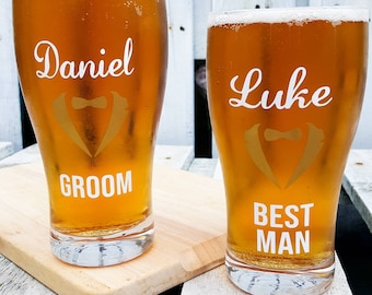 Personalised 1 Pint Pilsner Beer Glass Engraved Wedding Best Man Usher Page Boy 