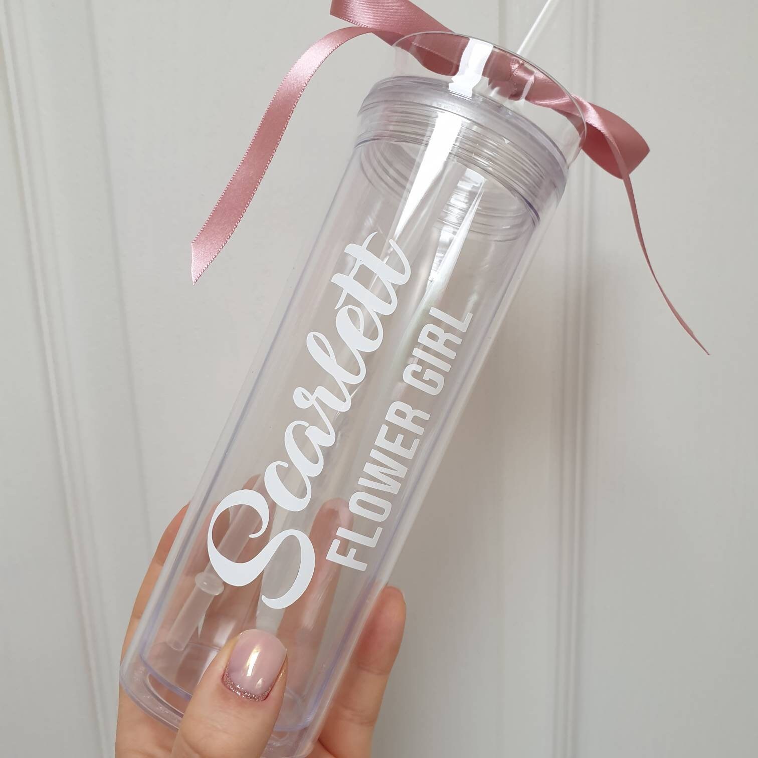 Personalised Flower Girl Cup Bridesmaid Tumbler Cup Pink Etsy UK