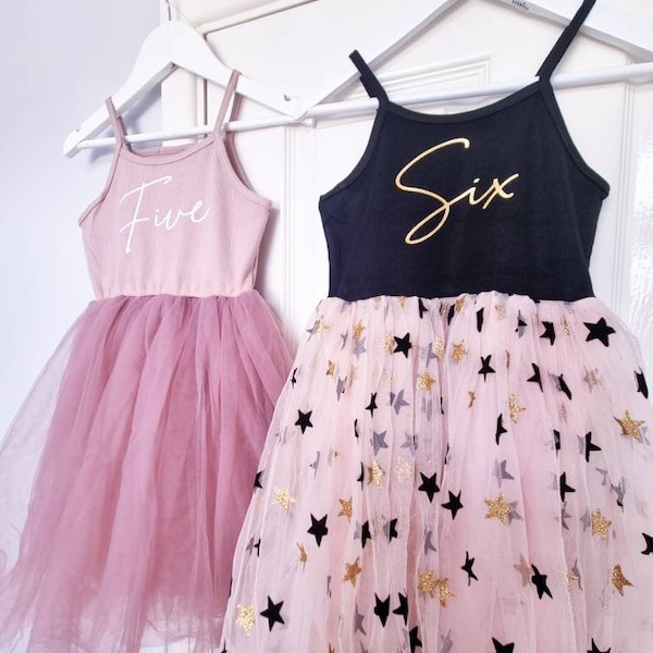 Birthday dress, Girls tutu dress, Birthday outfit, Childrens Birthday party, Pink tutu dress, Girls Tulle dress, Personalised birthday outit