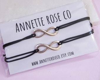 Couple Infinity bracelets, boyfriend birthday gift, valentines gift bracelets, cord infinity charm bracelets, cord infinity jewellery gift