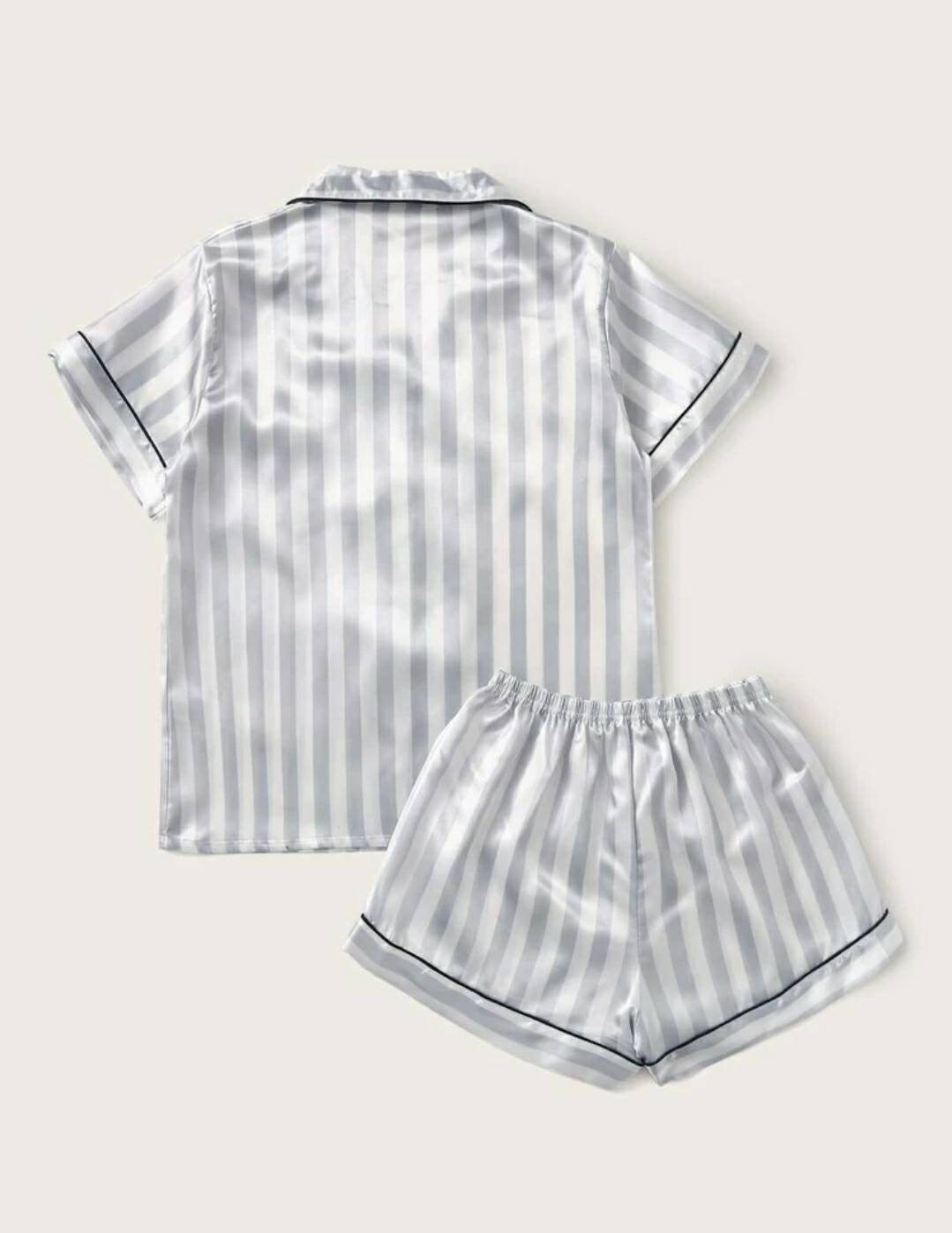 Personalised Satin Pyjamas Grey Stripe Print Pjs Brideamaid - Etsy UK