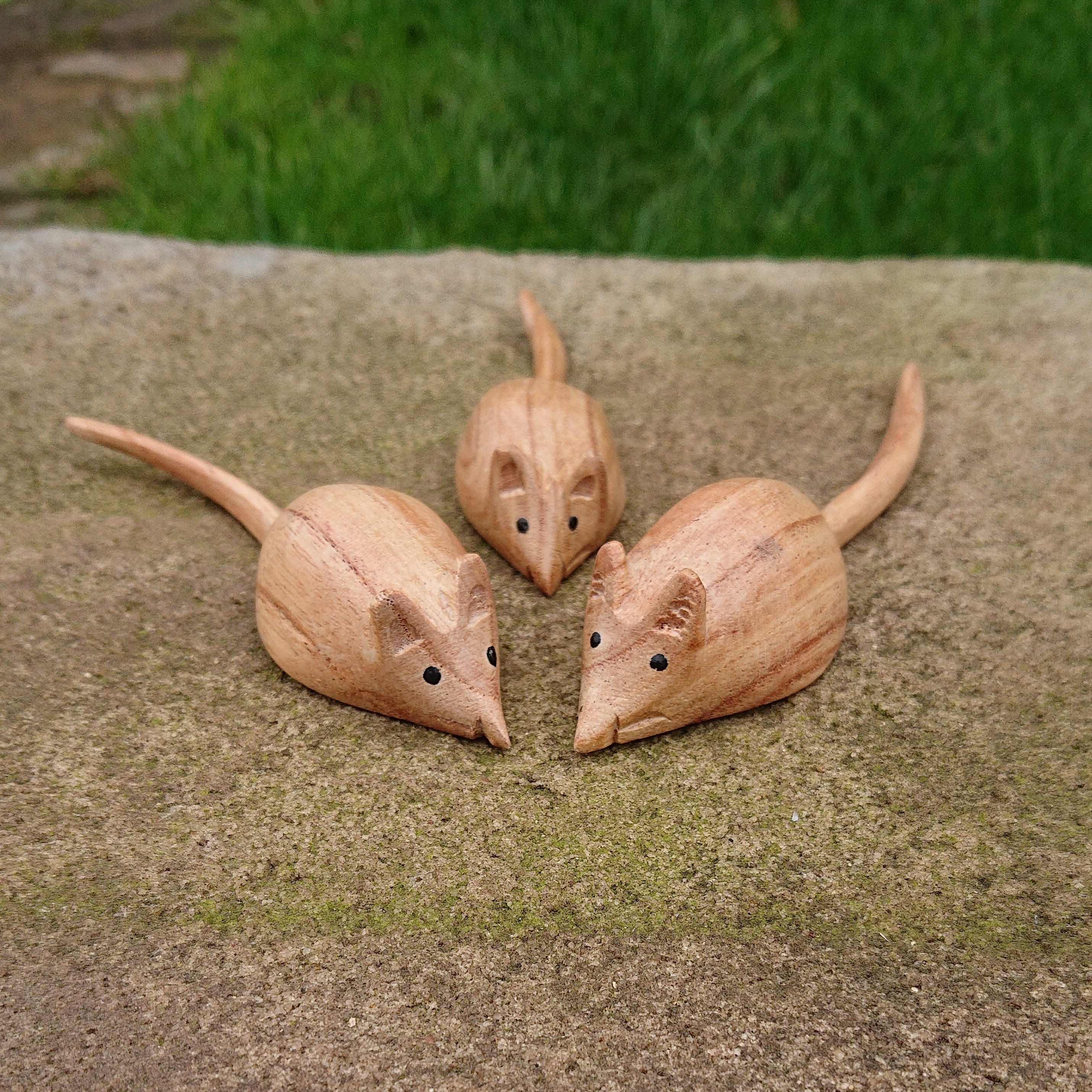 Cute family of Mice Handcarved From Sycamore available as a full family or individually.