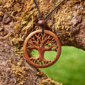 Reclaimed Oak Tree of Life/Yggdrasil Pendant hung on a adjustable Waxed Cotton Thong.