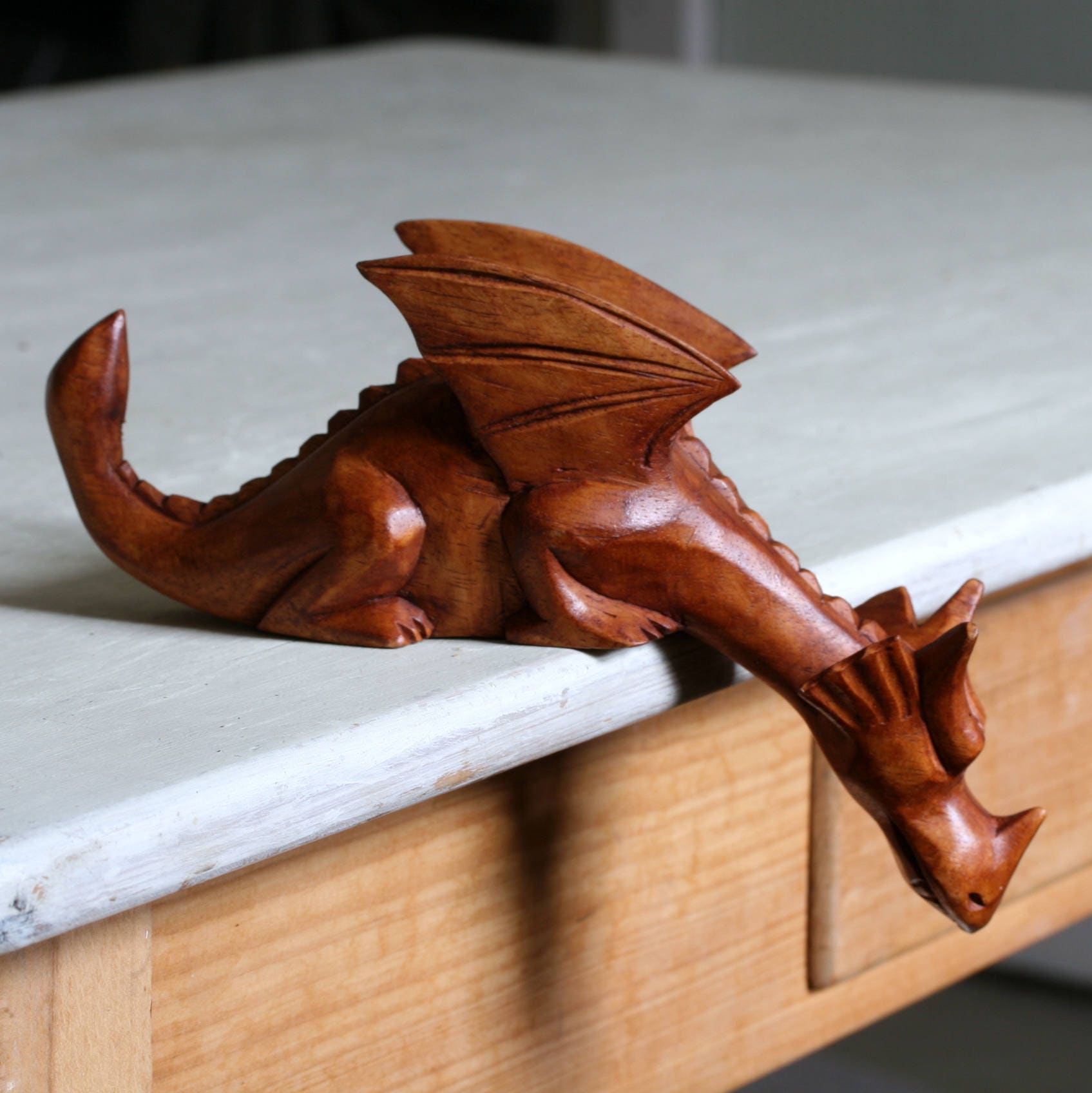 Large Wooden Dragon,carved to High Quality and Then Finished With a Soft  Beeswax Polish. 