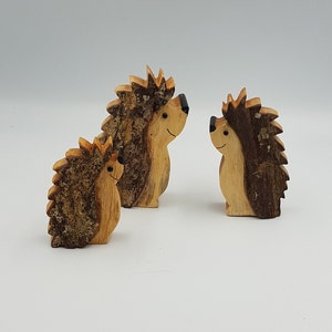 Wooden Handcarved Hedgehog family