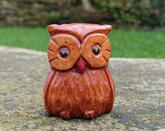 Small cute handcarved Owl ornament made from recycled wood.