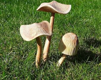 wooden fairy garden mushroom set