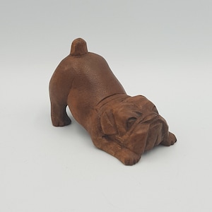 Wooden Handcarved Bulldog / Pug ornament