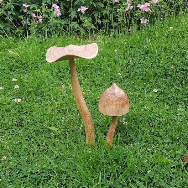Large wooden fairy garden mushroom set