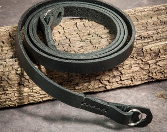 10/12mm Black Leather Stitched Camera Strap