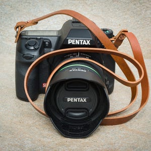 10mm wide Burnt Tan colour Leather Camera Strap with copper rivets. image 3