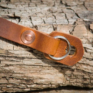 10mm wide Burnt Tan colour Leather Camera Strap with copper rivets. image 2