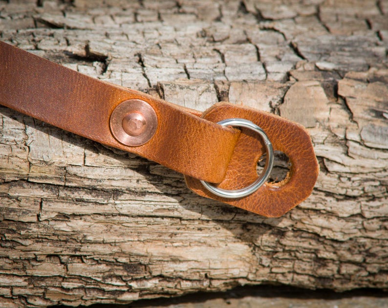 10mm wide Burnt Tan colour Leather Camera Strap with copper rivets. image 2