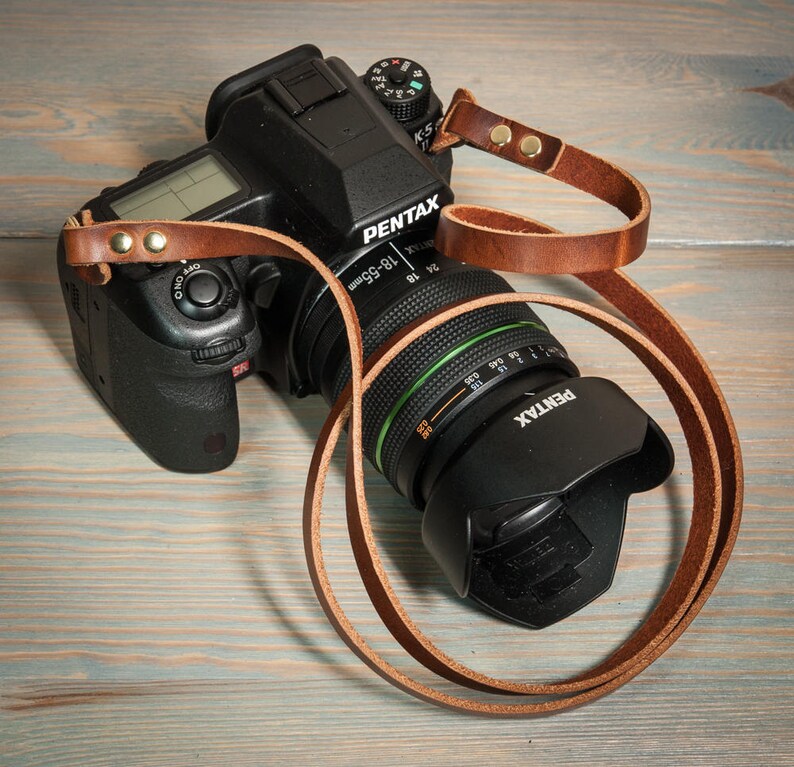 10mm Chestnut Leather Camera Strap With Brass Rivets and Rings Etsy