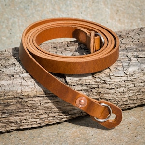 10mm wide Burnt Tan colour Leather Camera Strap with copper rivets. image 1