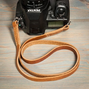 12mm Hand made tan stitched leather camera strap