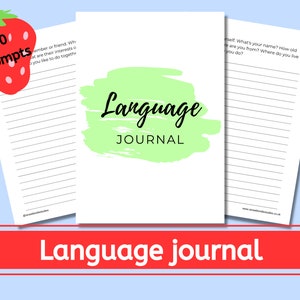 Language learning journal, printable language journal, language learning workbook, writing practice journal, language learning notebook