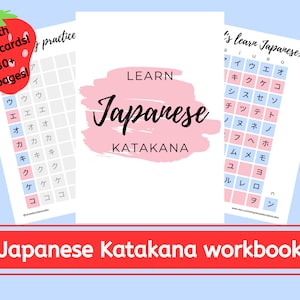 Lernen Sie Japanisch Katakana druckbare Arbeitsmappe, lernen Sie japanische Schrift, Japanische Sprache lernen, Japanische Studie, Sprache zum Ausdrucken